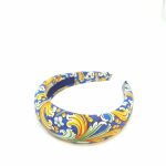 Caltagirone padded hair Hoop - maiolica blue & yellow