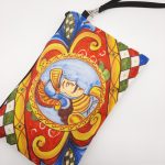 Sicilian Pupi wristlet with top zip closure | cotton fabric