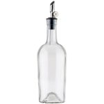 Clear Glass Olive Oil Bottle with Weighted Stainless Steel Pourer - 17.5 oz