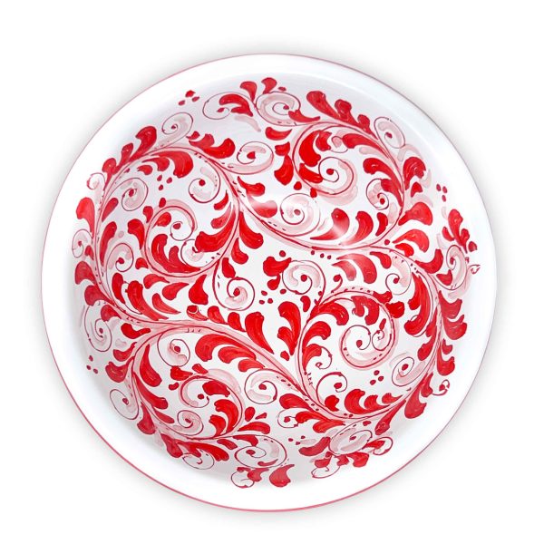 Hand-Painted Ceramic Red Bowl, Medium - 20 cm (7.87 inch)