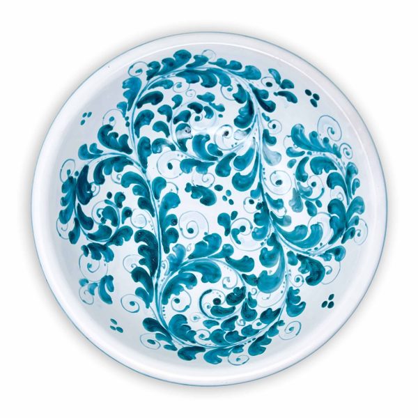 Hand-Painted Ceramic Green Bowl, Medium - 20 cm (7.87 inch)