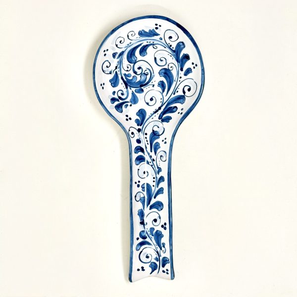 Hand-Painted Ceramic Spoon Rest - Blue Maiolica