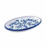 Hand-Painted Ceramic Blue Long Oval Plate, Medium - 27 cm (10,83 inch)