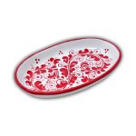 Hand-Painted Ceramic Red Long Oval Plate, Small - 20 cm (7.9 inch)