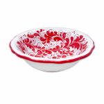 Hand-Painted Scalloped RED Bowl, Sicilian Ceramic – 19 cm (7.5”)