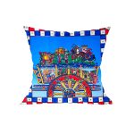 Sicilian Decorative Pillow Cover with Traditional Cart Design