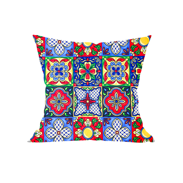 Sicilian Style Decorative Pillow Cover – Ceramic Tile Pattern