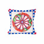 Sicilian Decorative Pillow Cover with Traditional Cart Wheel Design